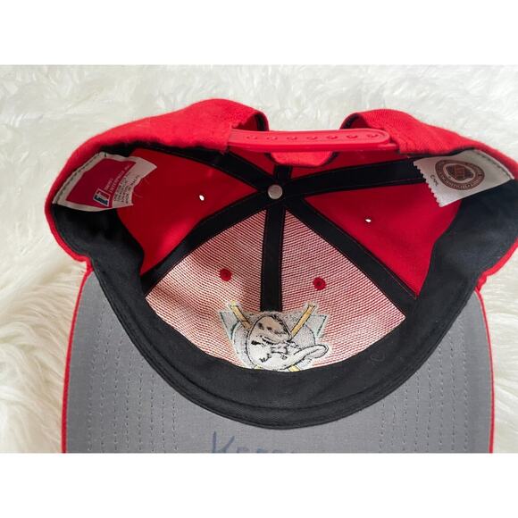 Anaheim Mighty Ducks Vintage 90's Twins Enterprise RED Snapback Cap Hat **RARE** - Picture 9 of 12